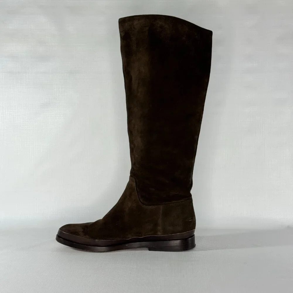 Vince Carleigh Suede Knee-High Riding Boots, Dark Brown
